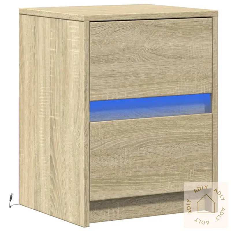 Nattbord Med Led Sonoma Eik Konstruert Tre