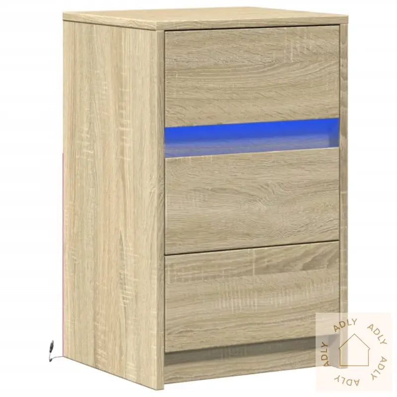 Nattbord Med Led Sonoma Eik Konstruert Tre