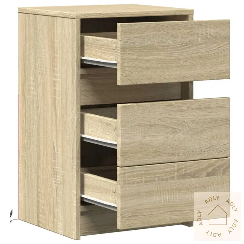 Nattbord Med Led Sonoma Eik Konstruert Tre