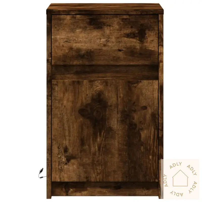 Nattbord Med Led Røkt Eik Konstruert Tre