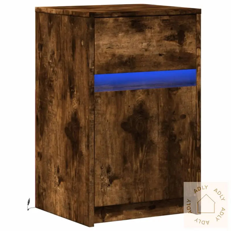 Nattbord Med Led Røkt Eik Konstruert Tre