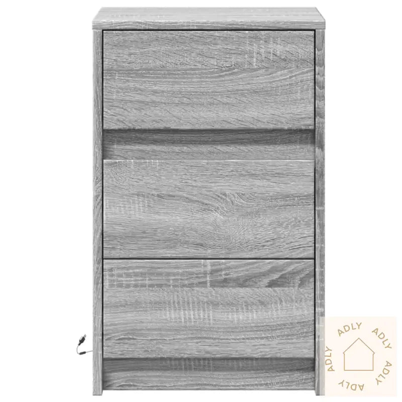 Nattbord Med Led Grå Sonoma Konstruert Tre