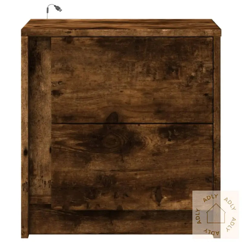 Nattbord Med Led Røkt Eik Konstruert Tre