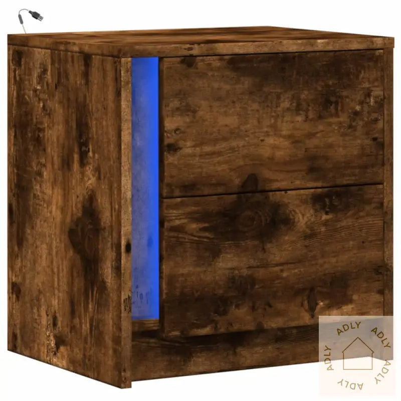 Nattbord Med Led Røkt Eik Konstruert Tre