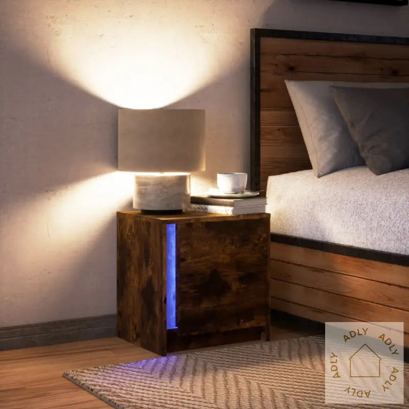 Nattbord Med Led Røkt Eik Konstruert Tre