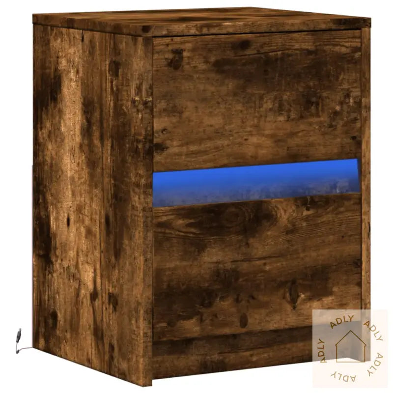 Nattbord Med Led Røkt Eik Konstruert Tre