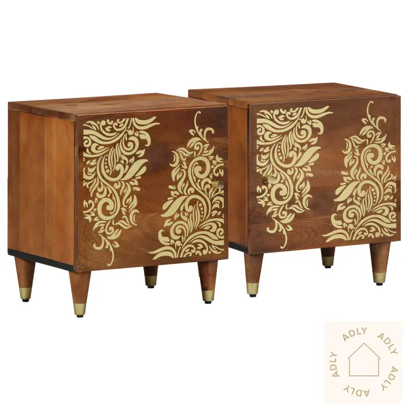 Nattbord 2 Stk 40X33X46 Cm Solid Tre Mango