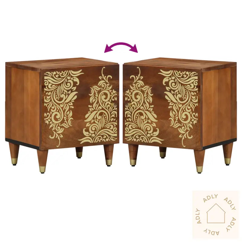 Nattbord 2 Stk 40X33X46 Cm Solid Tre Mango