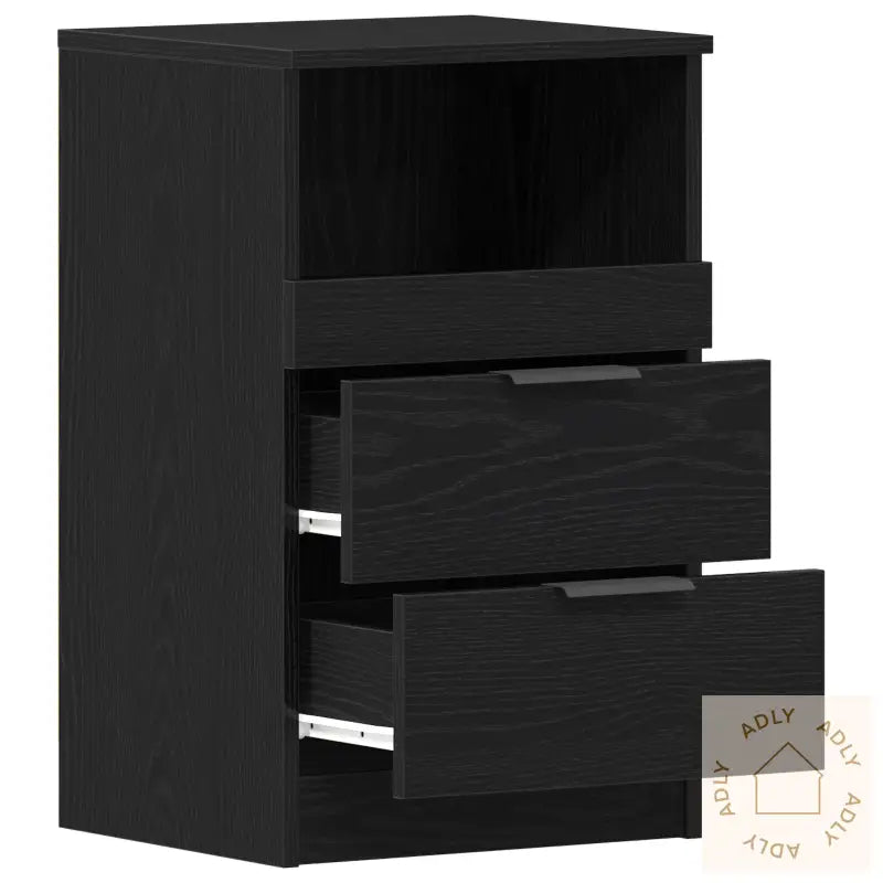 Nattbord 2 Stk Svart Eik 40X35X65 Cm Konstruert Tre