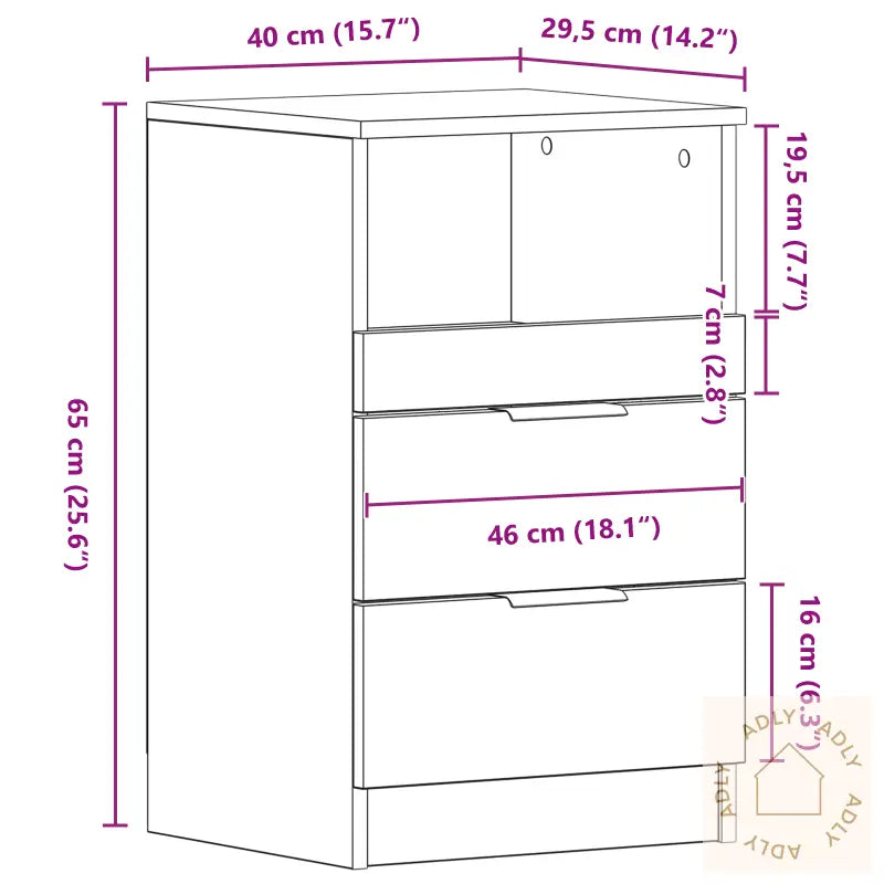 Nattbord 2 Stk Svart Eik 40X35X65 Cm Konstruert Tre