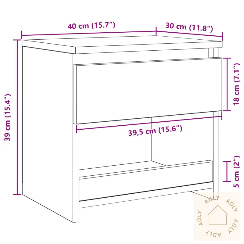Nattbord 2 Stk Svart Eik 40X30X39 Cm Laget Av Tre