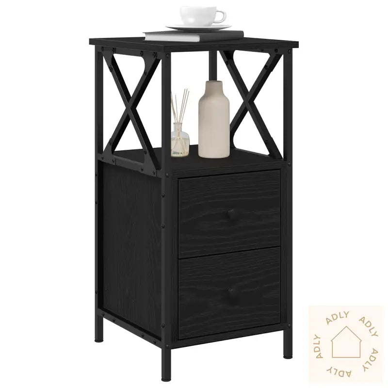 Nattbord 2 Stk Svart Eik 34X35,5X70 Cm Konstruert Tre