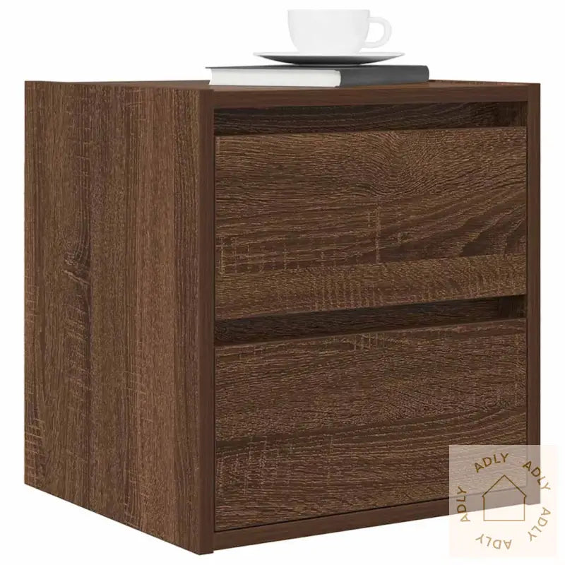 Veggmonterte Nattbord 2 Stk Brun Eik 38X34X40 Cm