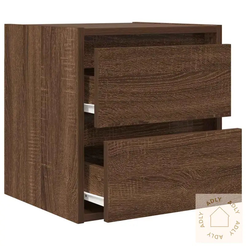 Veggmonterte Nattbord 2 Stk Brun Eik 38X34X40 Cm