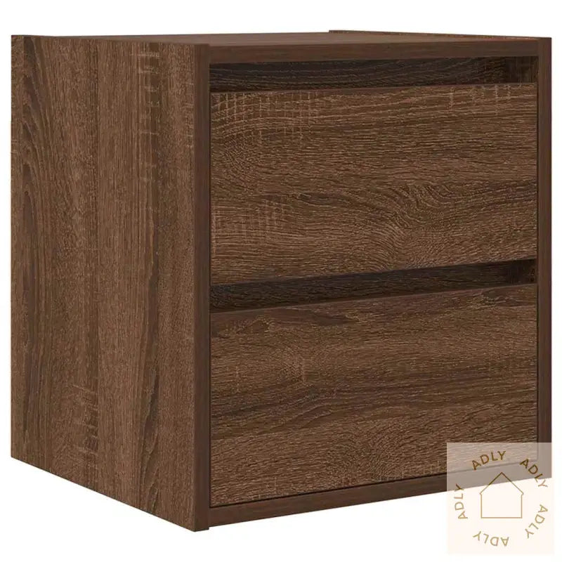 Veggmonterte Nattbord 2 Stk Brun Eik 38X34X40 Cm