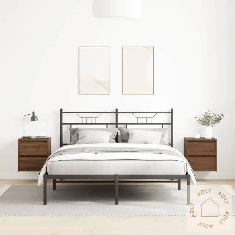 Veggmonterte Nattbord 2 Stk Brun Eik 38X34X40 Cm