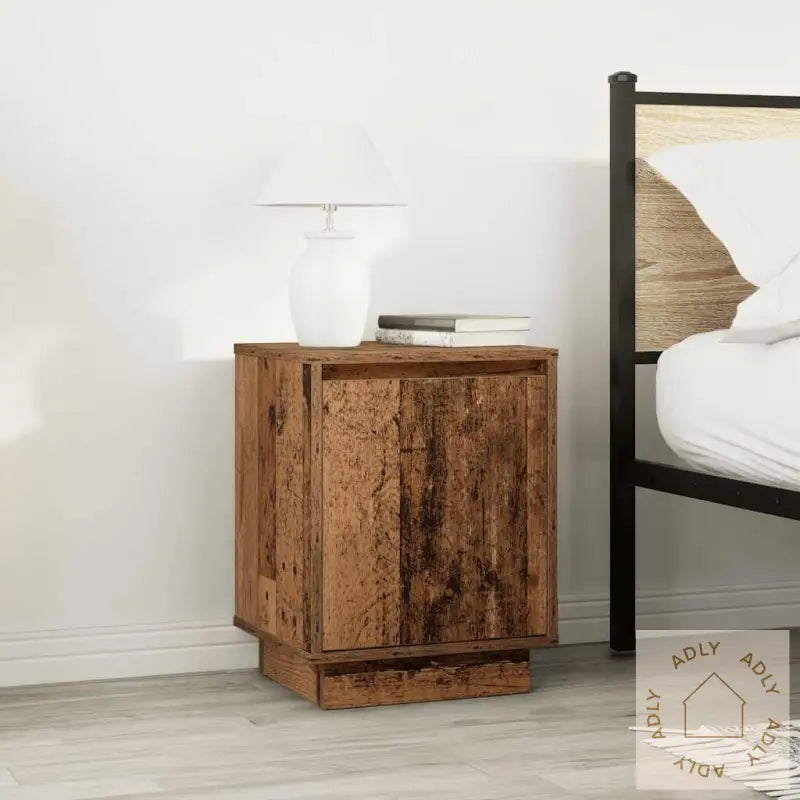 Nattskap Med Led-Lys 2 Stk Gammelt Tre 38X34X50 Cm