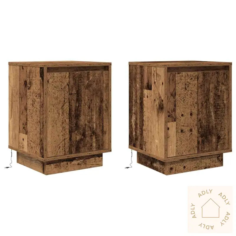 Nattskap Med Led-Lys 2 Stk Gammelt Tre 38X34X50 Cm