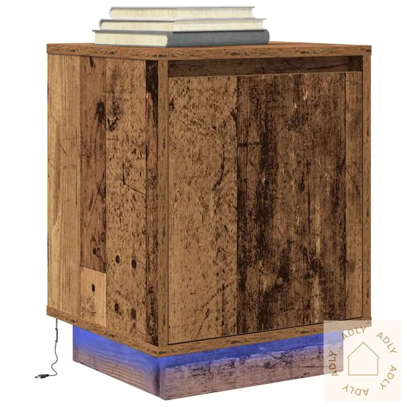 Nattskap Med Led-Lys 2 Stk Gammelt Tre 38X34X50 Cm