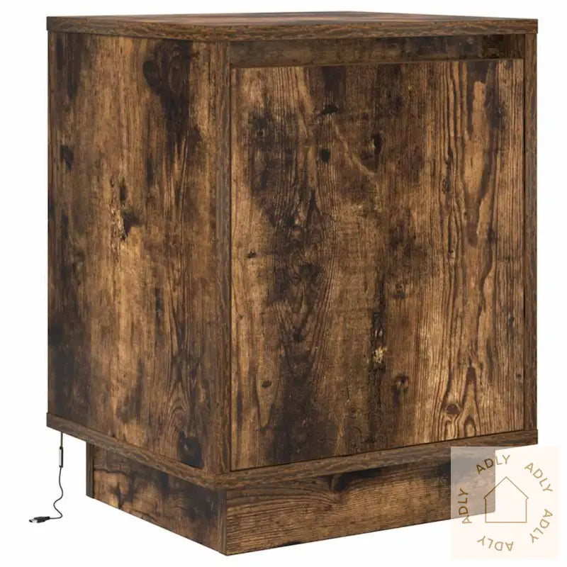 Nattbord Med Led Røkt Eik 38X34X50 Cm