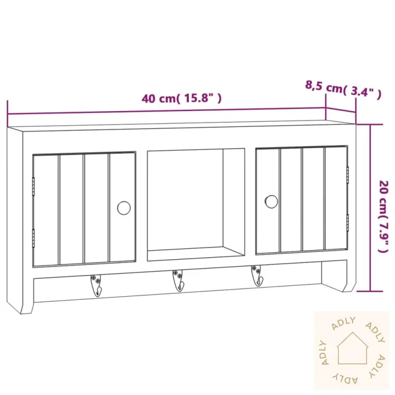 Nøkkelskap Hvit 40X8,5X20 Cm Konstruert Tre Og Stål