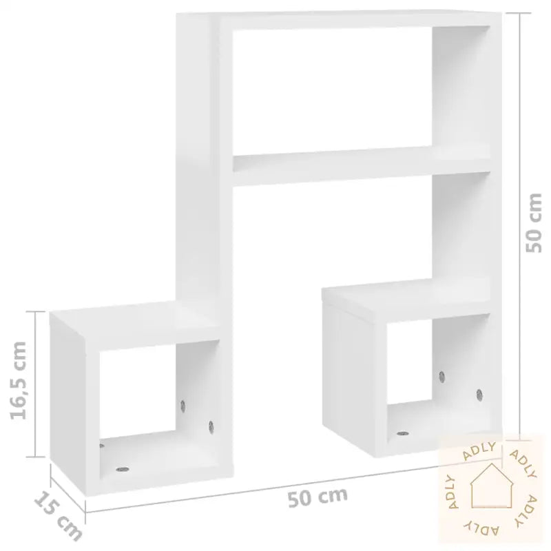 Vegghyller 2 Stk Høyglans Hvit 50X15X50 Cm Konstruert Tre