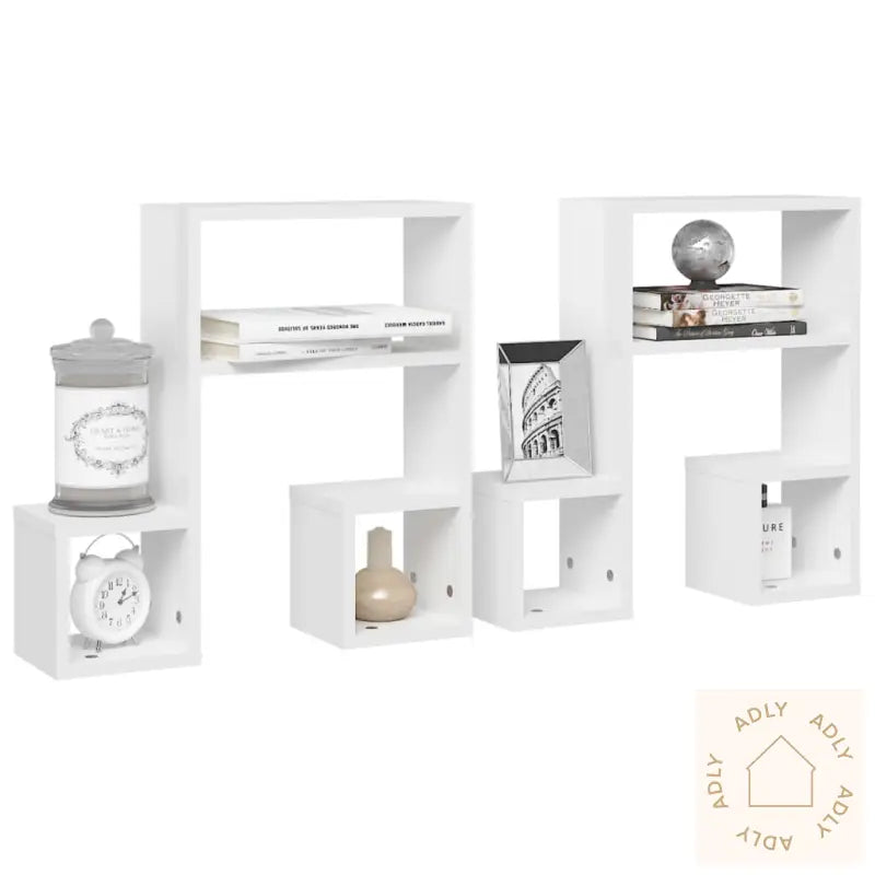 Vegghyller 2 Stk Høyglans Hvit 50X15X50 Cm Konstruert Tre