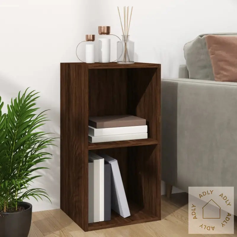Oppbevaringsboks For Vinyl Brun Eik 71X34X36 Cm Konstruert Tre