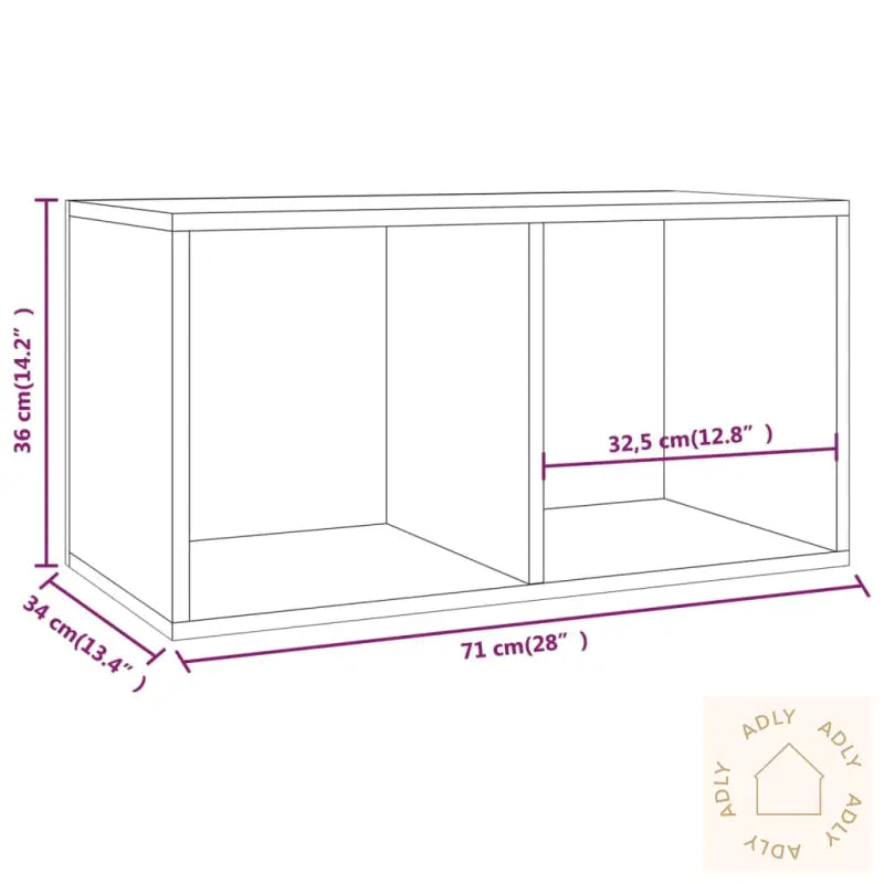 Oppbevaringsboks For Vinyl Brun Eik 71X34X36 Cm Konstruert Tre