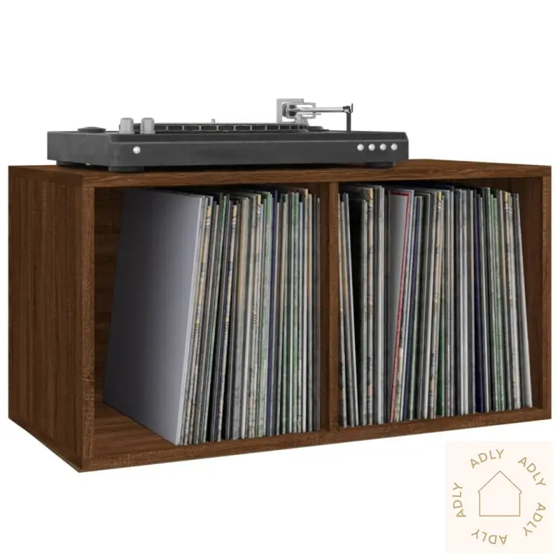Oppbevaringsboks For Vinyl Brun Eik 71X34X36 Cm Konstruert Tre
