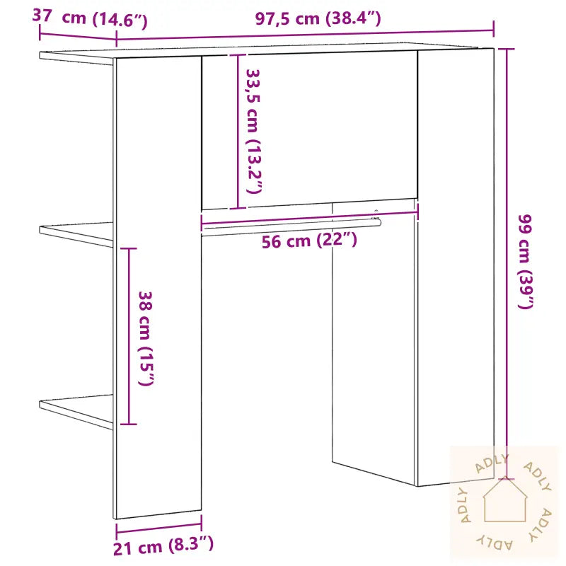 Gangskap Sort Eik 97,5X37X99 Cm Konstruert Tre