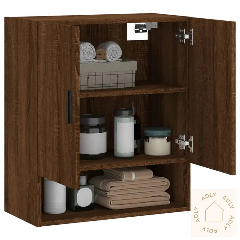 Veggskap Brun Eik 60X31X70 Cm Konstruert Tre
