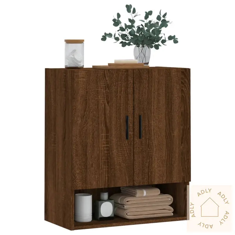 Veggskap Brun Eik 60X31X70 Cm Konstruert Tre