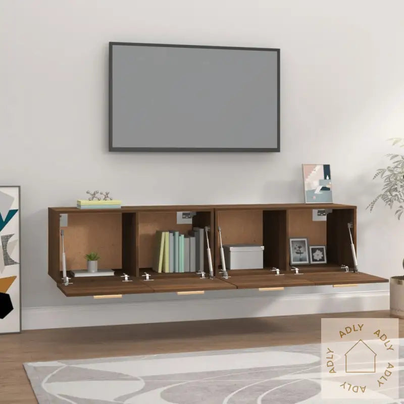 Veggskap 2 Stk Brun Eik 80X35X36,5 Cm Konstruert Tre