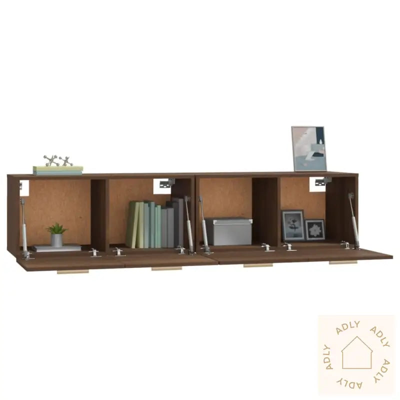 Veggskap 2 Stk Brun Eik 80X35X36,5 Cm Konstruert Tre