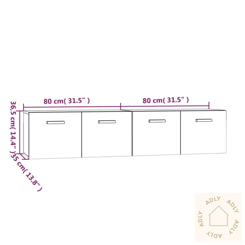 Veggskap 2 Stk Brun Eik 80X35X36,5 Cm Konstruert Tre
