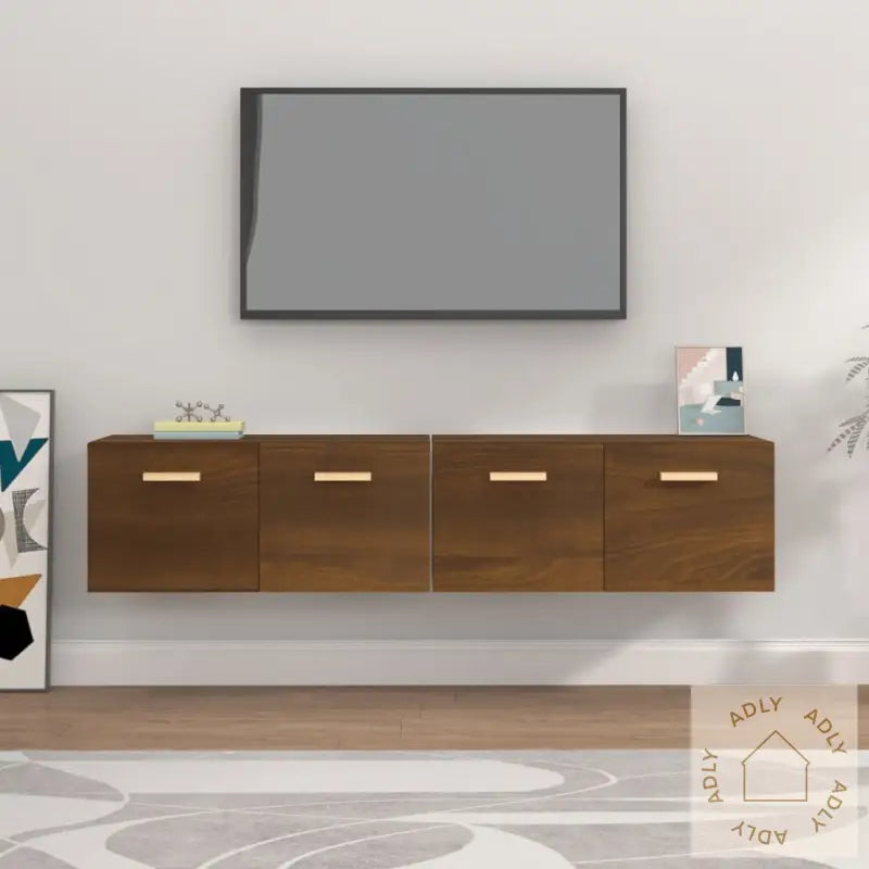 Veggskap 2 Stk Brun Eik 80X35X36,5 Cm Konstruert Tre
