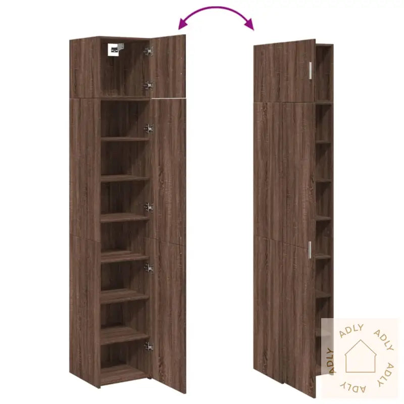 Smalt Oppbevaringsskap Brun Eik 40X42,5X225 Cm Konstruert Tre