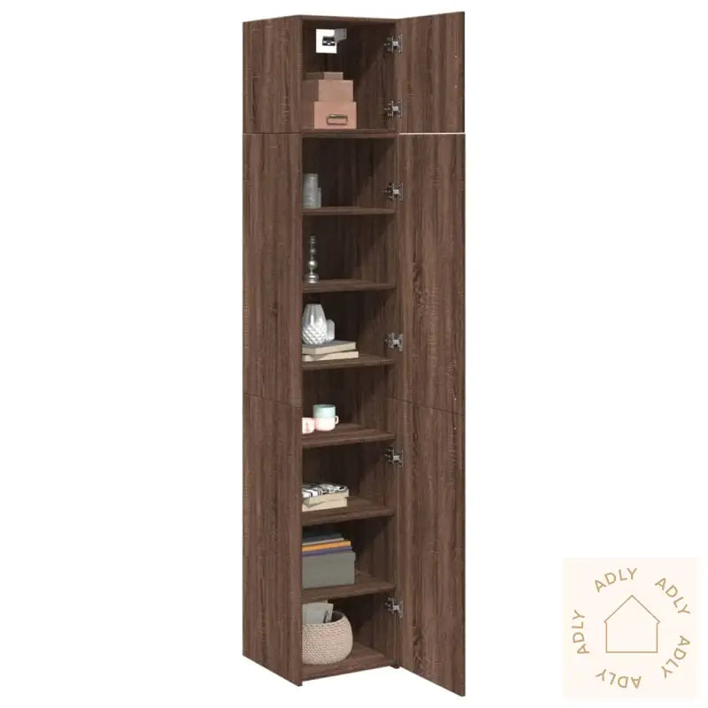 Smalt Oppbevaringsskap Brun Eik 40X42,5X225 Cm Konstruert Tre