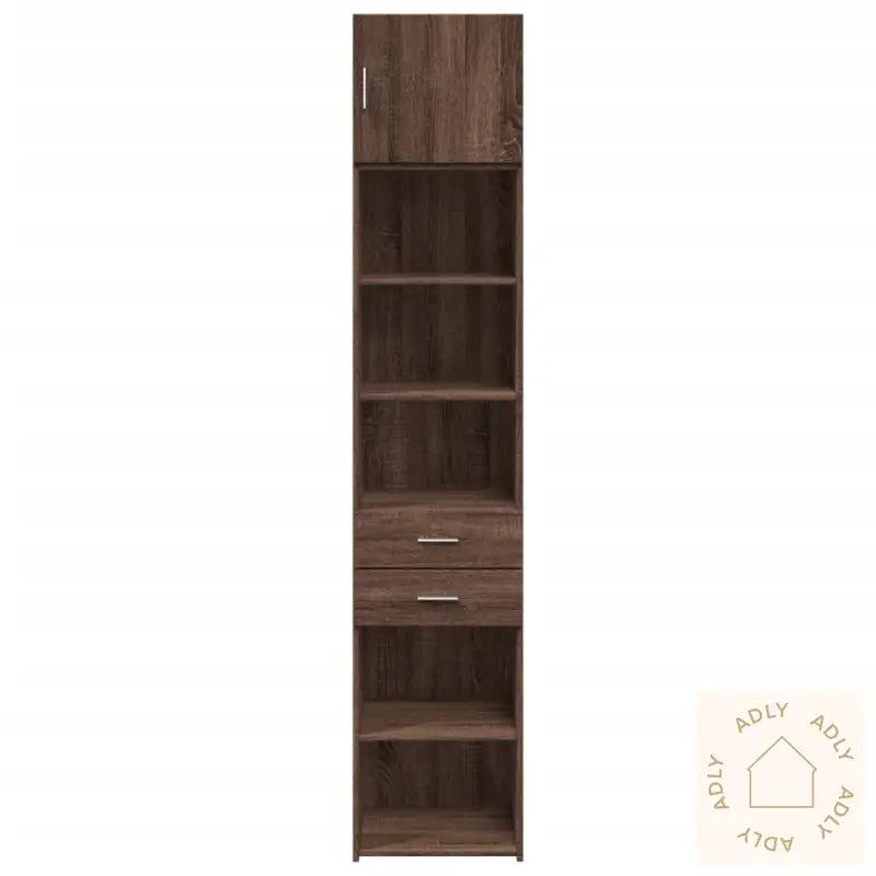 Smalt Oppbevaringsskap Brun Eik 45X42,5X225 Cm Konstruert Tre
