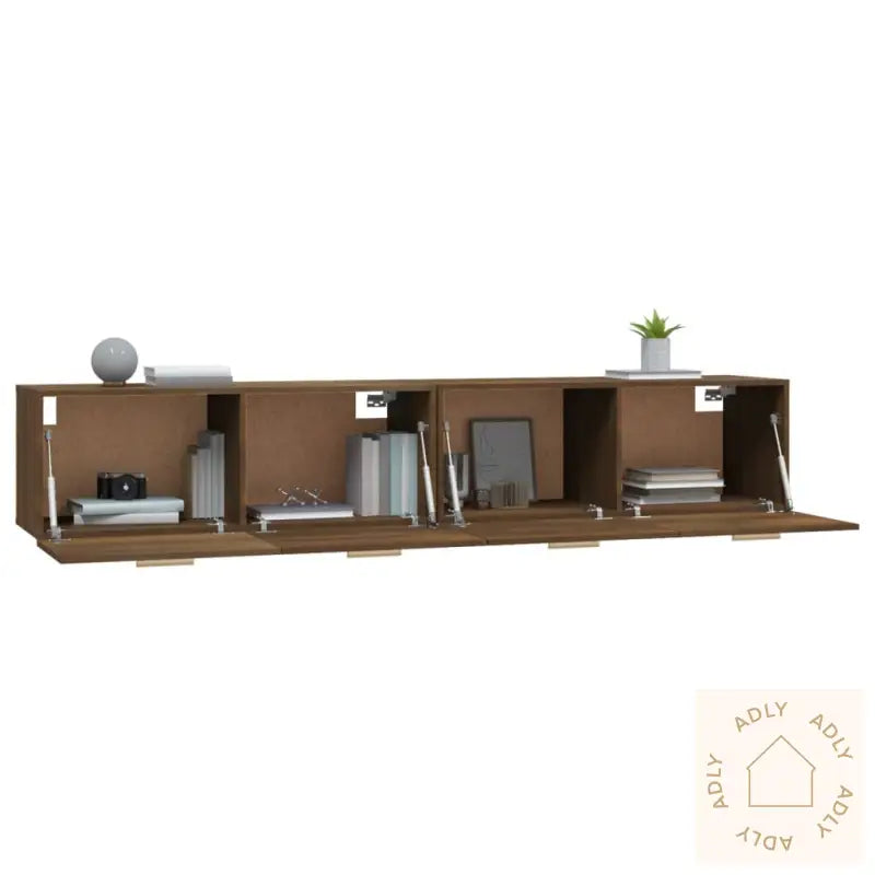 Veggskap 2 Stk Brun Eik 100X36,5X35 Cm Konstruert Tre