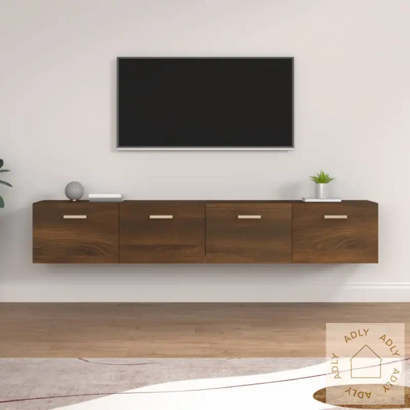 Veggskap 2 Stk Brun Eik 100X36,5X35 Cm Konstruert Tre