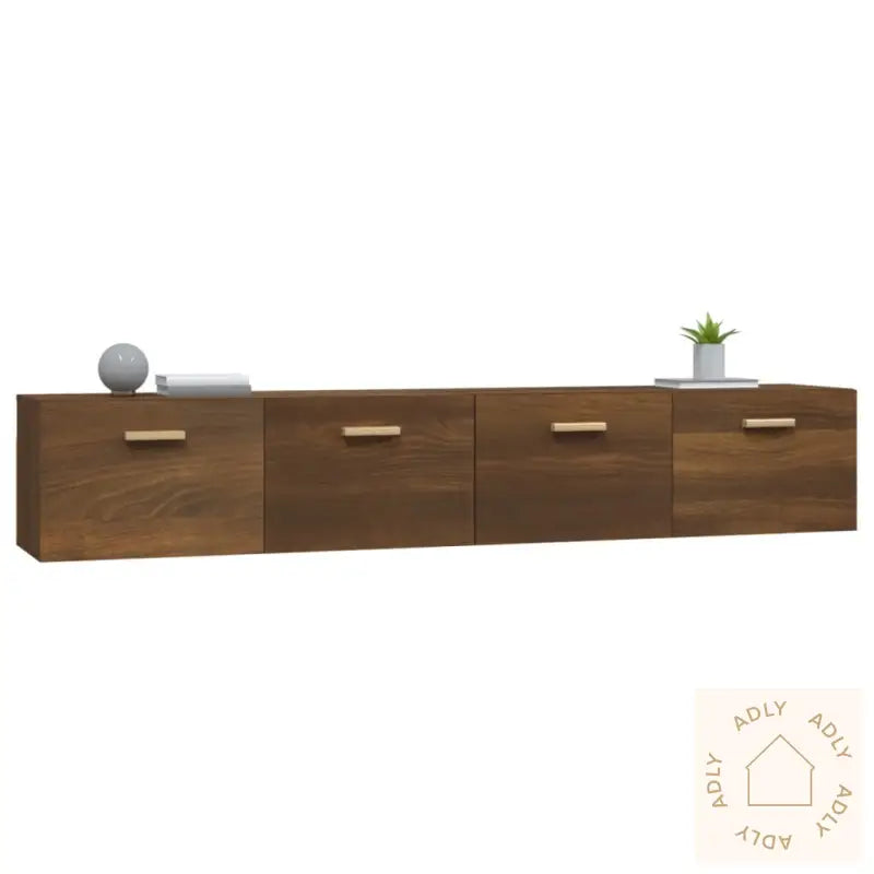 Veggskap 2 Stk Brun Eik 100X36,5X35 Cm Konstruert Tre