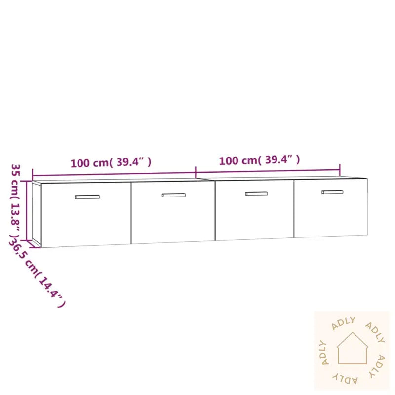 Veggskap 2 Stk Brun Eik 100X36,5X35 Cm Konstruert Tre