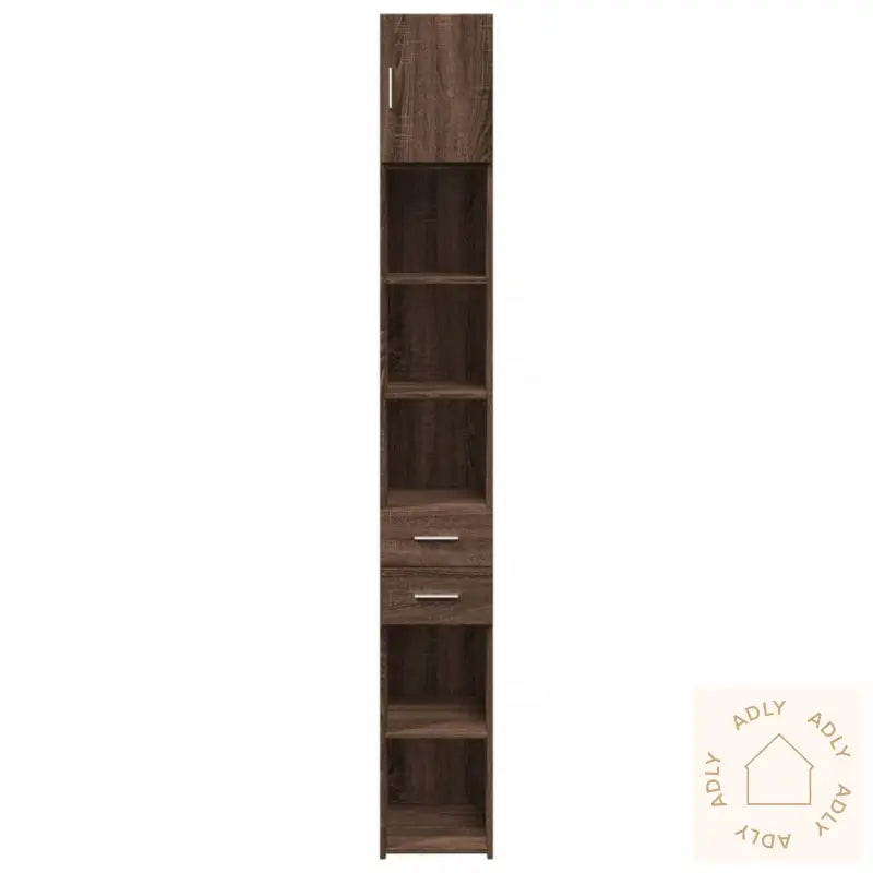 Smalt Oppbevaringsskap Brun Eik 30X42,5X225 Cm Konstruert Tre