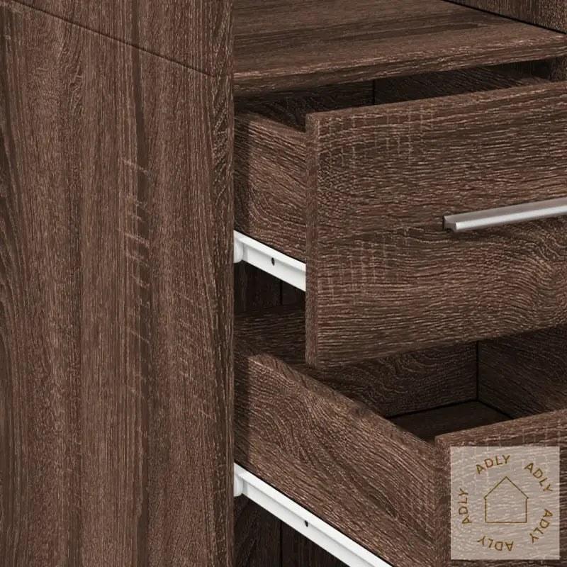 Smalt Oppbevaringsskap Brun Eik 30X42,5X225 Cm Konstruert Tre