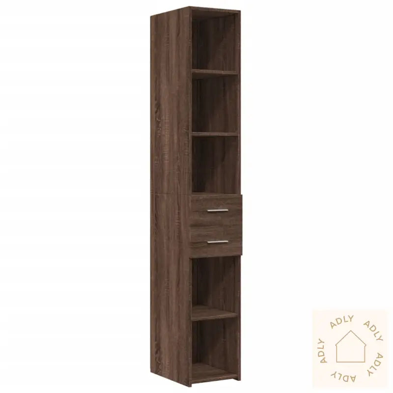 Smalt Oppbevaringsskap Brun Eik 30X42,5X225 Cm Konstruert Tre
