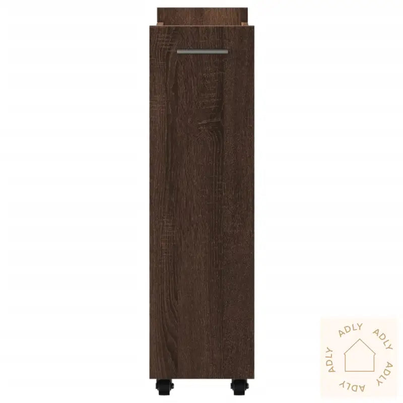 Sidebord Med Hjul Brun Eik 60X22X79 Cm Konstruert Tre