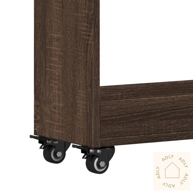 Sidebord Med Hjul Brun Eik 60X22X79 Cm Konstruert Tre