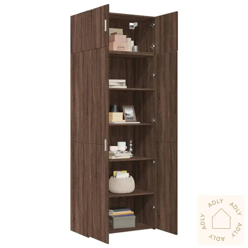 Oppbevaringsskap Brun Eik 80X42,5X225 Cm Konstruert Tre